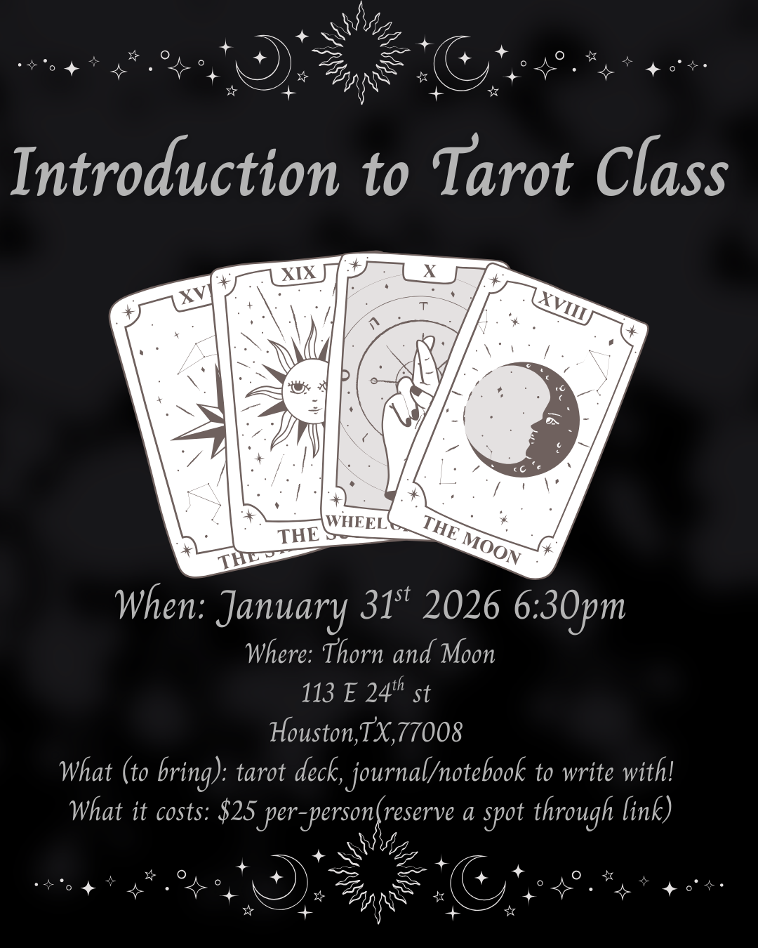 Thorn and Moon Introduction to Tarot Class